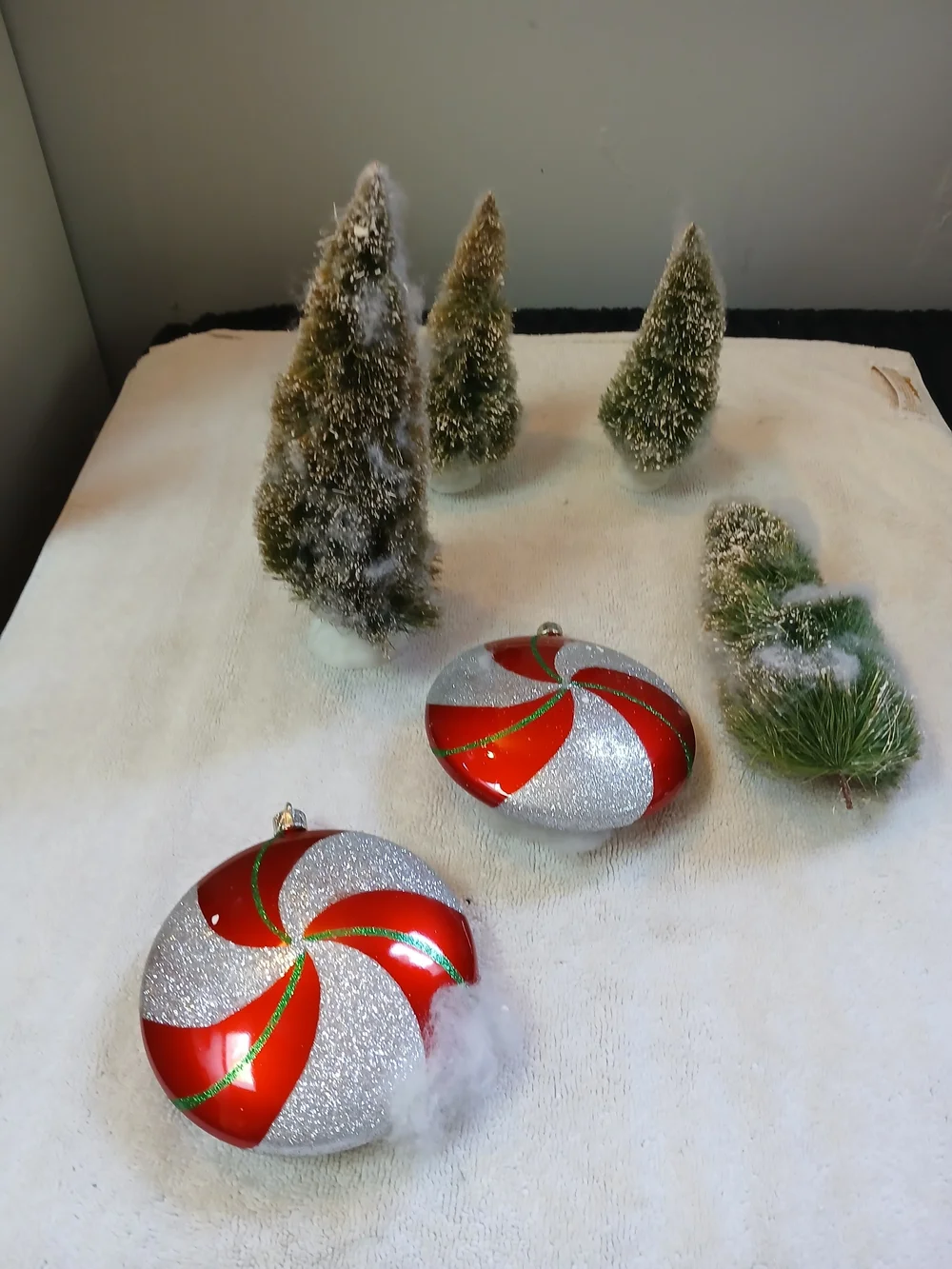 Festive Red & Silver Swirl Holiday Ornaments by